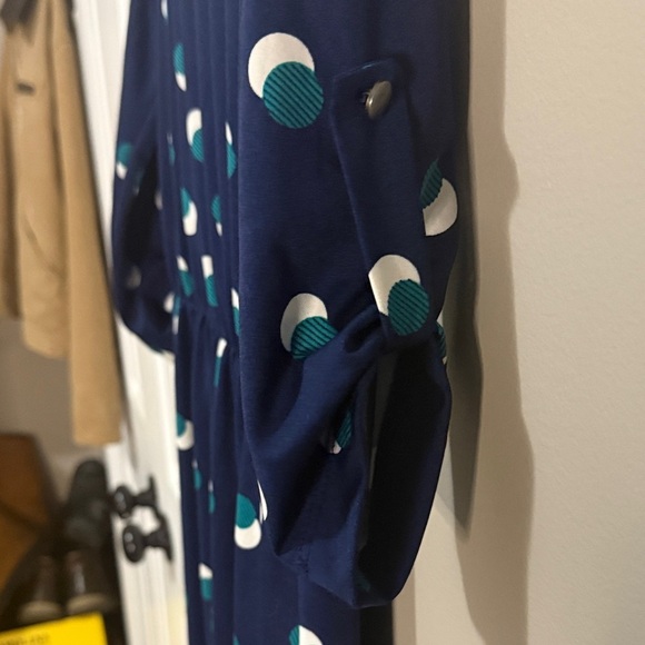 French Grey Teal and White Polka Dot Dress size Small NWOT - Picture 3 of 5